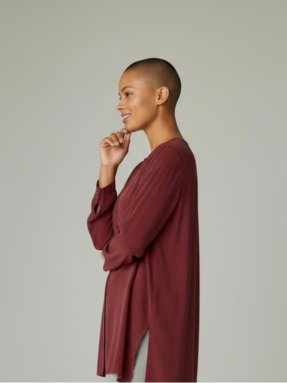 Easton Button-Front Silk Top in Dusty Rose 1X Vintage Tags Still On
